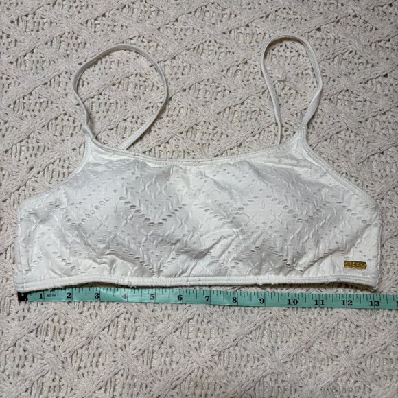 Roxy White Embroidered Bralette Bikini Top Eyelet Detail – Women’s M - Picture 3 of 6